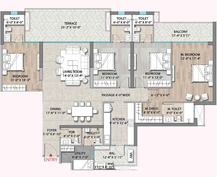 3 BHK Floor Plan